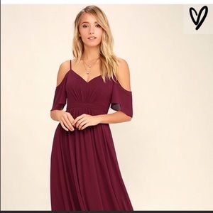 Lulu’s Off-the-shoulder Wine Maxi Dress